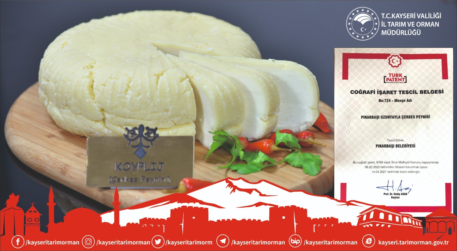 KAYSERİ ÇERKES PEYNİRİ COĞRAFİ İŞARETİNİ ALDI