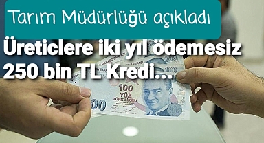 Üreticlere iki yıl ödemesiz 250 bin TL Kredi.