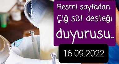 Çiğ süt desteği açıklaması.