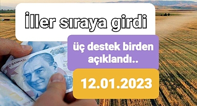 Mazot ve gübre, hububat baklagil, dane mısır ve yem bitkileri destekleri askıda