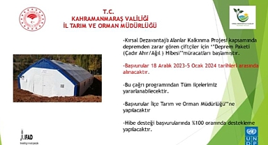 Ahır çadır ağıl için duyuru var