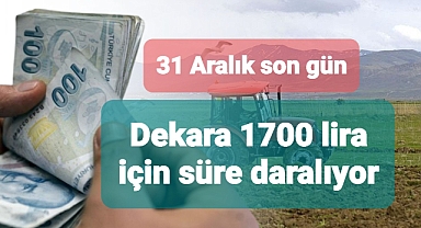 Çiftçilere dekara 1700 lira ödeme için başvuruda son gün 31 Aralık